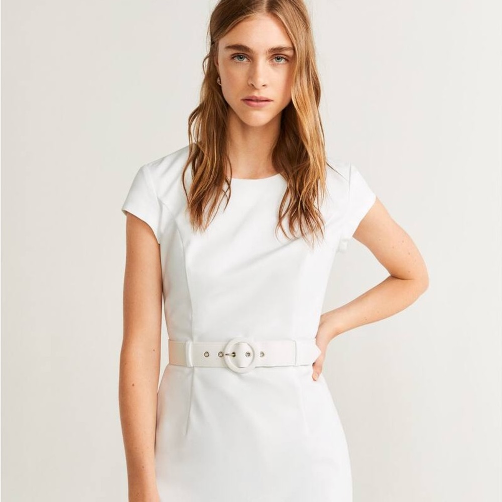 MANGO white belt dress. Brand new, never worn